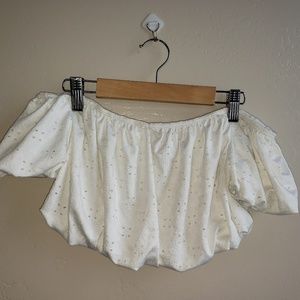 White Urban Outfitters Off the Shoulder Crop Top